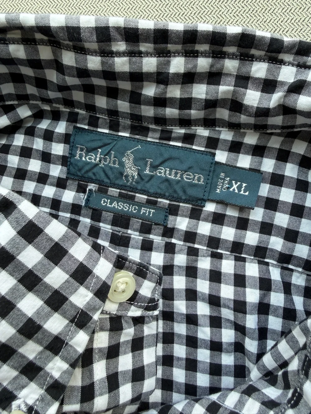 Ralph Lauren Black & White Gingham Button-Down Shirt XL Men’s Like New